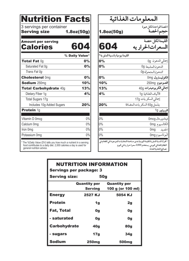 Mango Slice nutrition